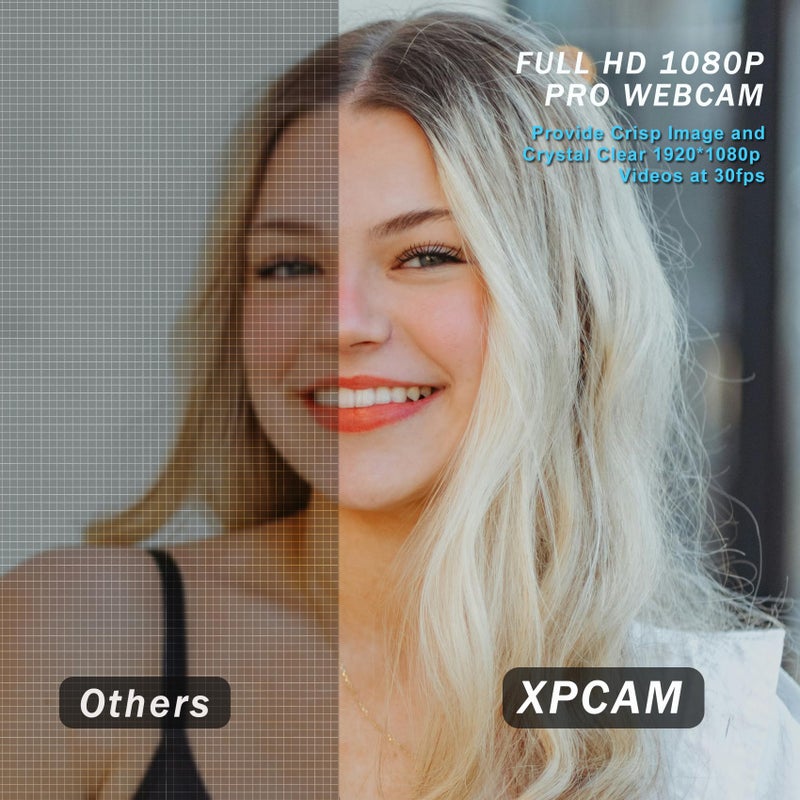 XPCAM Full HD 1080P Webcam with Privacy Shutter and Tripod, Pro Streaming Web Camera with Microphone, Widescreen USB Computer Camera for Laptop Desktop Mac - Image 2